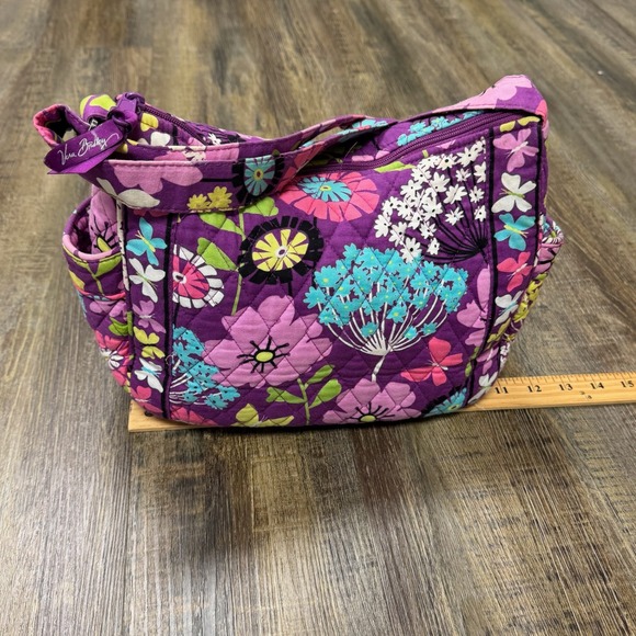 Vera Bradley Butterfly Floral Quilted Crossbody Bag‎ Purple Pink Yellow Blue - Picture 15 of 16